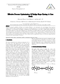 Effective Process Optimization of Indigo Rope Dyeing: a Case Study