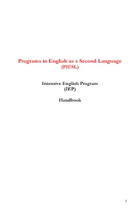 Intensive English Program (IEP) Handbook