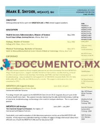 Mark E. Snyder, Mt(Ascp), Qli Mes02@Nycap.Rr.Com (518) 320-8302