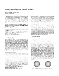 On the Velocity of an Implicit Surface