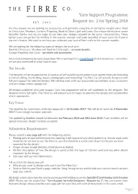 Yarn Support Programme Request No. 2 for Spring 2018