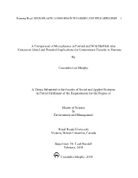 A Comparison of Microplastics in Farmed and Wild Shellfish Near Vancouver Island and Potential Implications for Contaminant Transfer to Humans