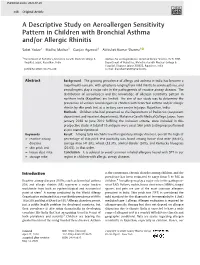 A Descriptive Study on Aeroallergen Sensitivity Pattern in Children With