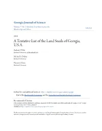 A Tentative List of the Land Snails of Georgia, U.S.A. Zachary I