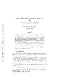 Arxiv:1911.02470V3 [Math.GT] 20 Apr 2021 Plicial Volume of Gr As Kgrk := Kαr,Rk1, the L -Semi-Norm of the Fundamental Class Αr (Section 3.1)