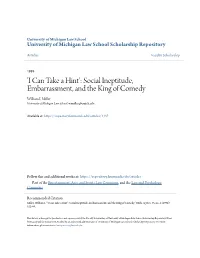 'I Can Take a Hint': Social Ineptitude, Embarrassment, and the King of Comedy William I