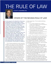 Origin of the Nevada Rule of Law