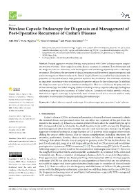 Wireless Capsule Endoscopy for Diagnosis and Management of Post-Operative Recurrence of Crohn’S Disease