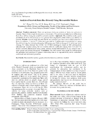 Analysis of Sarawak Bario Rice Diversity Using Microsatellite Markers