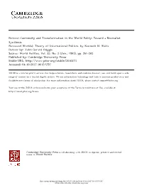 Continuity and Transformation in the World Polity: Toward a Neorealist Synthesis Reviewed Work(S): Theory of International Politics