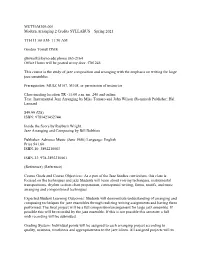 MUTH-M309-001 Modern Arranging 2 Credits SYLLABUS – Spring 2021