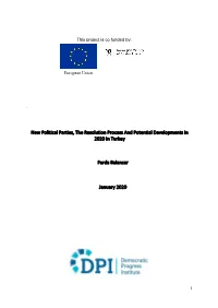 New Political Parties, the Resolution Process and Potential Developments in 2020 in Turkey Ferda Balancar January 2020