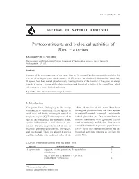 Phytoconstituents and Biological Activities of Vitex - a Review