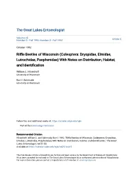 Riffle Beetles of Wisconsin (Coleoptera: Dryopidae, Elmidae, Lutrochidae, Psephenidae) with Notes on Distribution, Habitat, and Identification