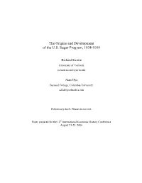 The Origins and Development of the U.S. Sugar Program, 1934-1959