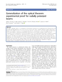 Generalization of the Optical Theorem: Experimental Proof for Radially Polarized Beams