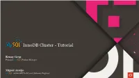 Innodb Cluster - Tutorial