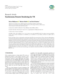 Research Article Synchronous Remote Rendering for VR