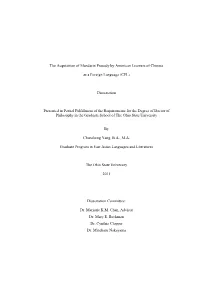 The Acquisition of Mandarin Prosody by American Learners of Chinese As a Foreign Language