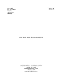 Written Historical and Descriptive Data Hals Ca-121