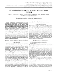 Automated Restaurant Service Management System