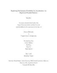 Exploring Performance Portability for Accelerators Via High-Level Parallel Patterns