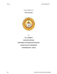 IT2353 WEB TECHNOLOGY SCE Department of Information