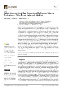 Lubrication and Anti-Rust Properties of Jeffamine-Triazole Derivative As Water-Based Lubricant Additive