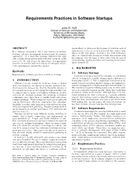 Requirements Practices in Software Startups