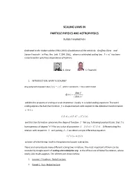 Scaling Laws in Particle Physics and Astrophysics