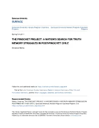 The Pinochet Project: a Nation’S Search for Truth Memory Struggles in Post-Pinochet Chile