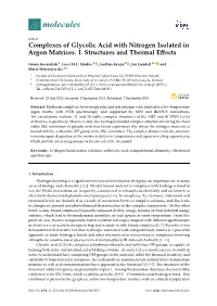 Complexes of Glycolic Acid with Nitrogen Isolated in Argon Matrices