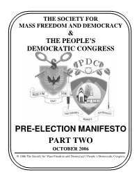 Pre-Election Manifesto Part