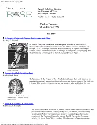 Table of Contents Fall & Spring 1996