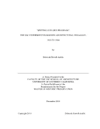 The Usc Experiment in Modern Architectural Pedagogy