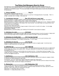 Top Rules That Managers Need to Know the Following Is a List of Rules and Interpretations for Discussion
