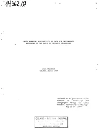 Availability of Data for Demographic Estimates on the Basis of Indirect Techniques