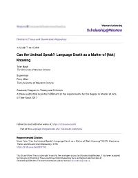 Can the Undead Speak?: Language Death As a Matter of (Not) Knowing