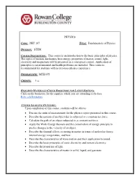 PHY 107 Fundamentals of Physics