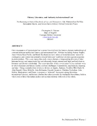 Pre-Publication Draft Warren 1 History, Literature, and Authority In