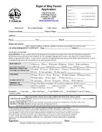 Right of Way Permit Application