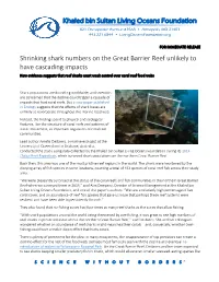 Shrinking Shark Numbers on the Great Barrier Reef Unlikely to Have Cascading Impacts