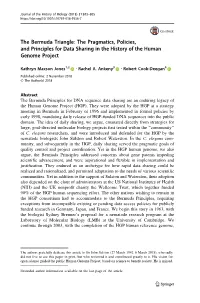 The Bermuda Triangle: the Pragmatics, Policies, and Principles for Data Sharing in the History of the Human Genome Project