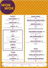 Wok Wok Main Menu