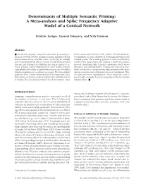 Determinants of Multiple Semantic Priming: a Meta-Analysis and Spike Frequency Adaptive Model of a Cortical Network