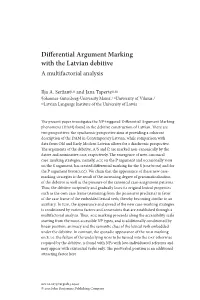 Differential Argument Marking with the Latvian Debitive a Multifactorial Analysis