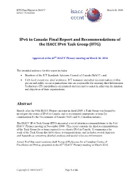 Final Report and Recommendations of the ISACC Ipv6 Task Group (IITG)