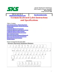 German Keyboard Label Instructions and Specifications