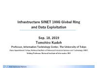 Infrastructure SINET 100G Global Ring and Data Exploitation