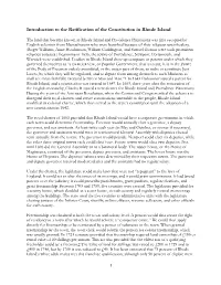 Introduction to the Ratification of the Constitution in Rhode Island